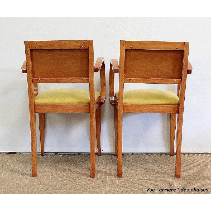 Pair of vintage solid beechwood bridge chairs, 1950-1960