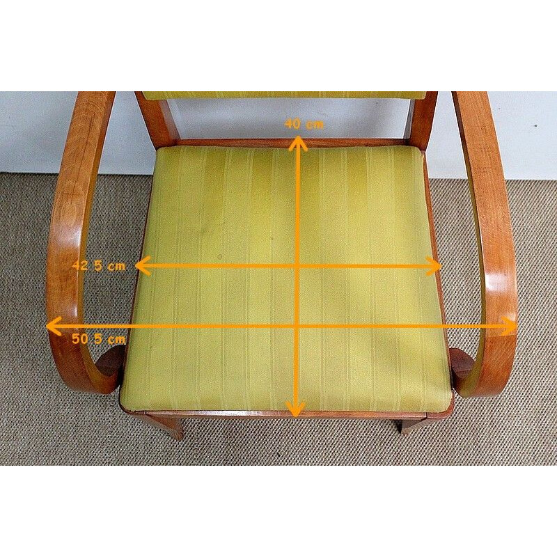 Par de cadeiras de ponte de faia maciça vintage, 1950-1960