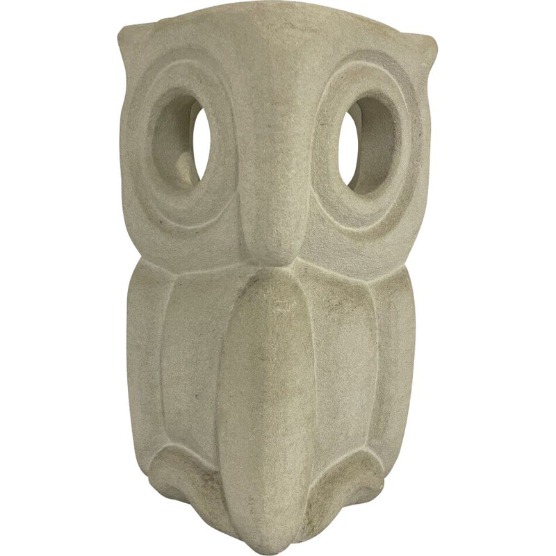 Lampe de bureau vintage en pierre en forme de hibou par Albert Tormos, France 1970