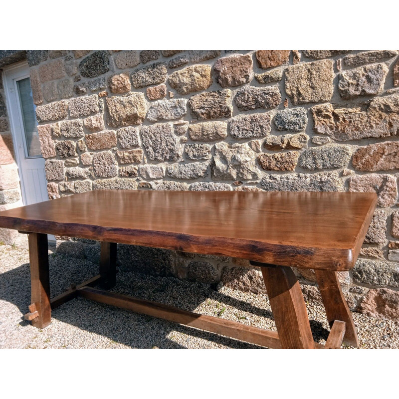 Table vintage en orme massif de Olavi Hanninen,1950