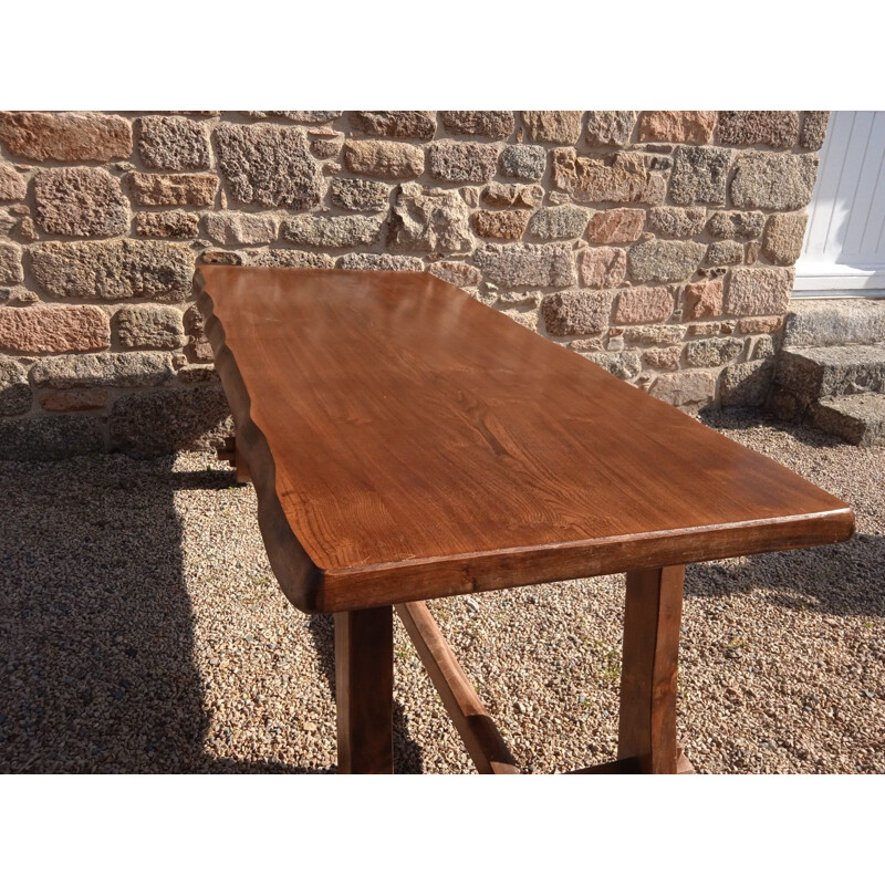 Vintage solid elm table by Olavi Hanninen, 1950