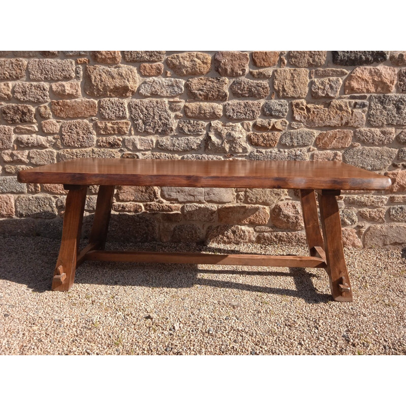 Vintage solid elm table by Olavi Hanninen, 1950