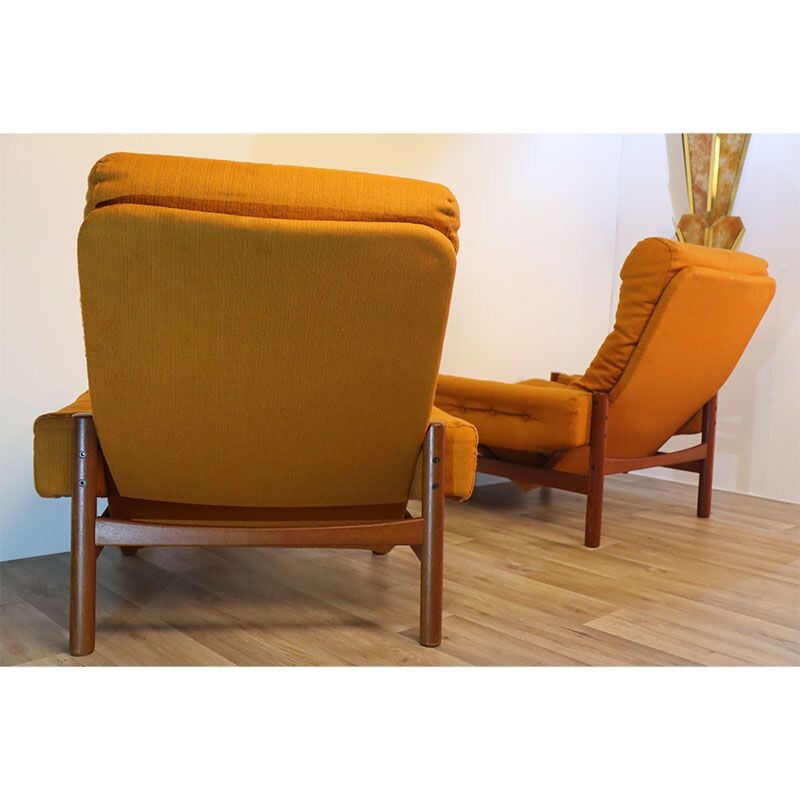 Paar vintage Scandinavische teakhouten fauteuils, 1960