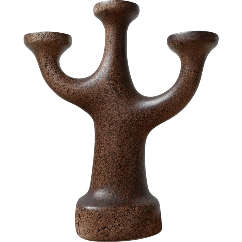 Mid-century three arms ceramic artist candlestick by Bastian Kemper, Holland 1970s