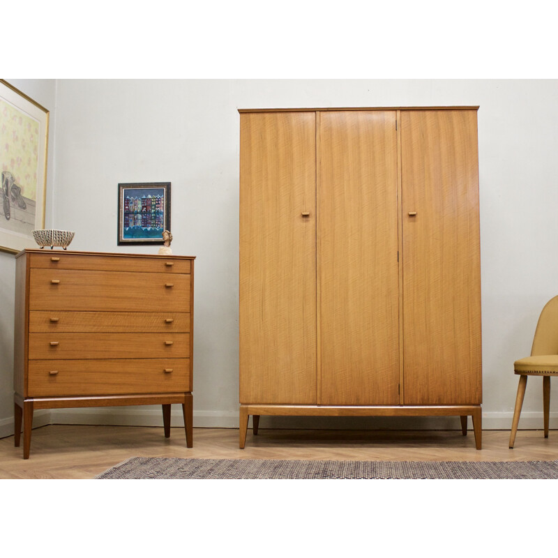 Vintage walnut triple door cabinet by Alfred Cox for Heals, UK 1960s