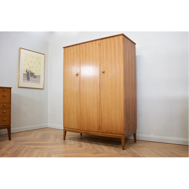 Vintage walnut triple door cabinet by Alfred Cox for Heals, UK 1960s