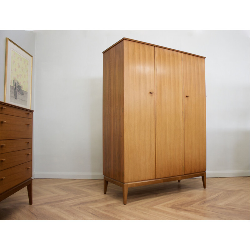 Vintage walnut triple door cabinet by Alfred Cox for Heals, UK 1960s