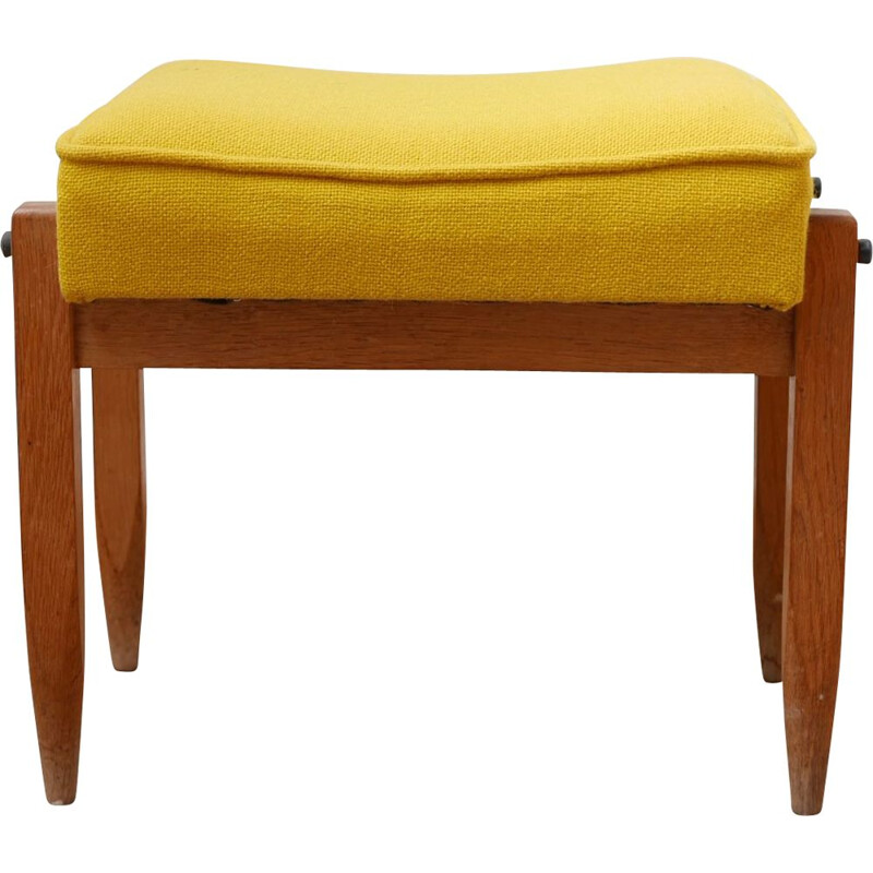 French mid-century oakwood stool by Guillerme et Chambron, 1960s