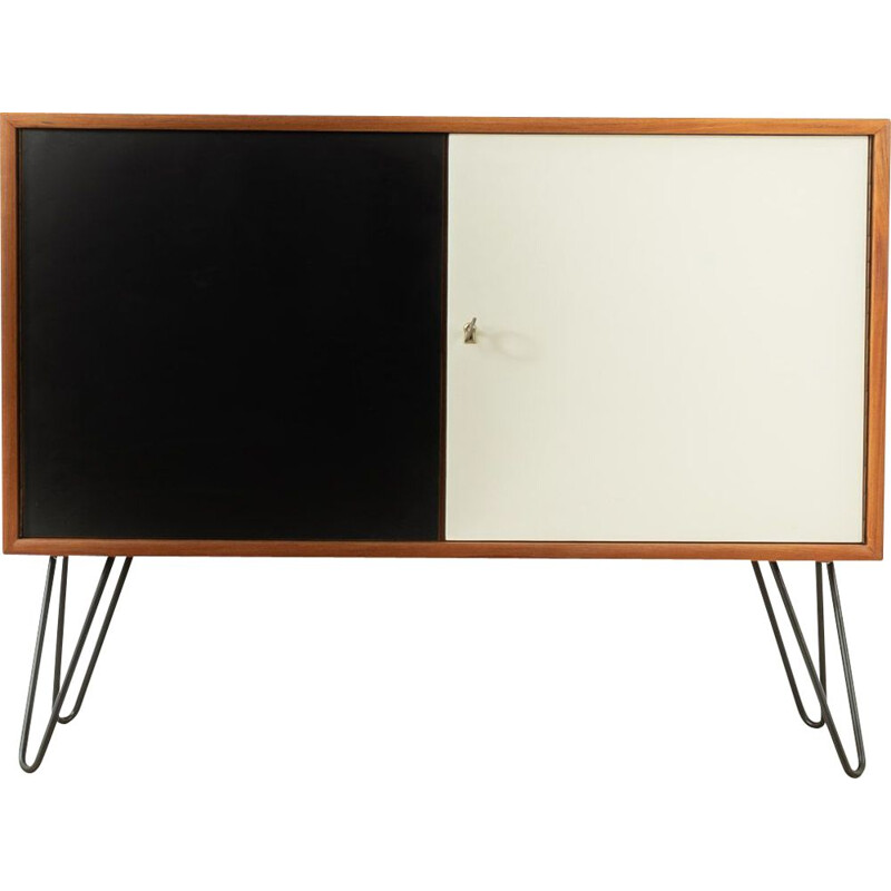 Vintage teak black and creamy white highboard by WK Möbel, Germany 1960s