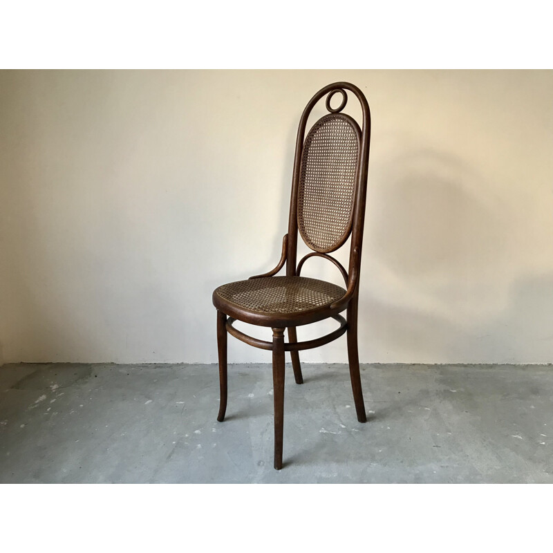 Pareja de sillas vintage de madera curvada y caña de Thonet, 1920