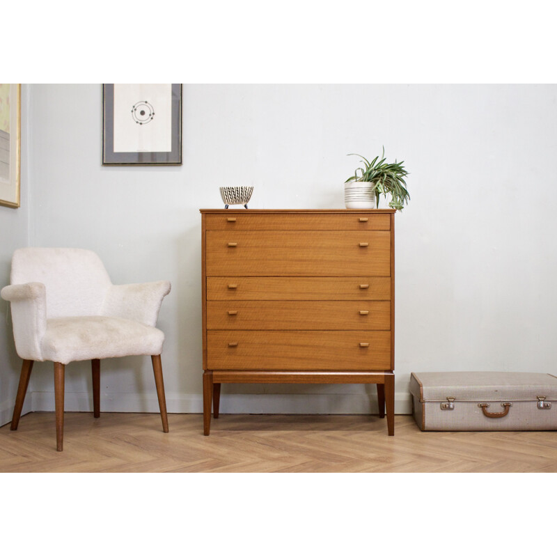 Mid-century walnut chest of drawers by Alfred Cox, UK 1960s