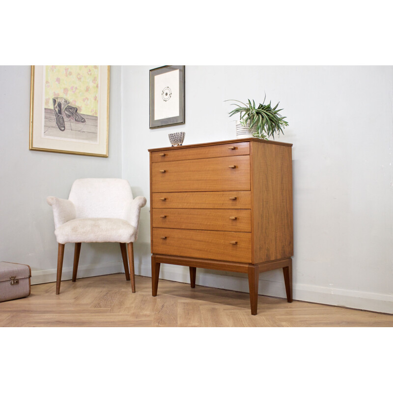 Mid-century walnut chest of drawers by Alfred Cox, UK 1960s