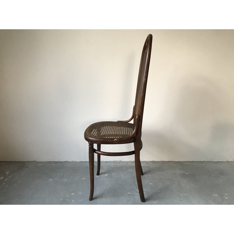 Pareja de sillas vintage de madera curvada y caña de Thonet, 1920