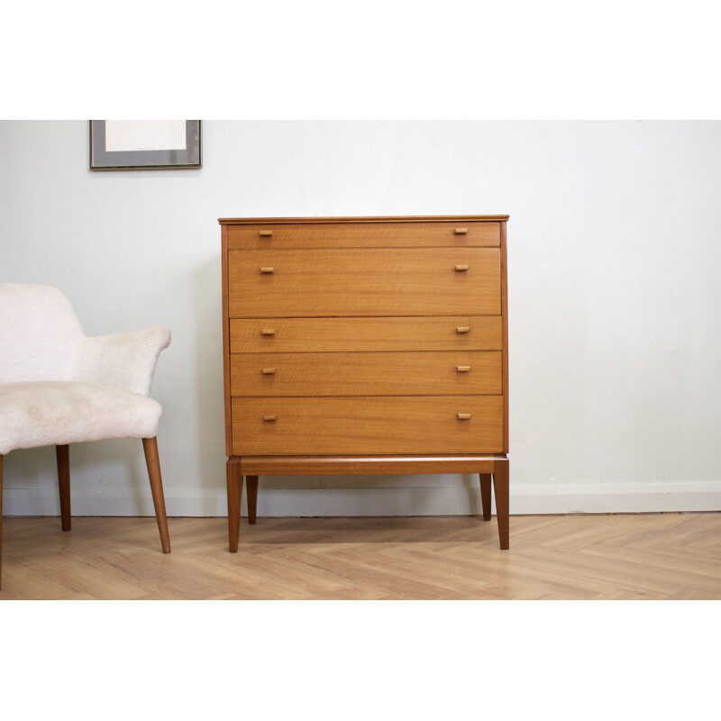 Mid-century walnut chest of drawers by Alfred Cox, UK 1960s