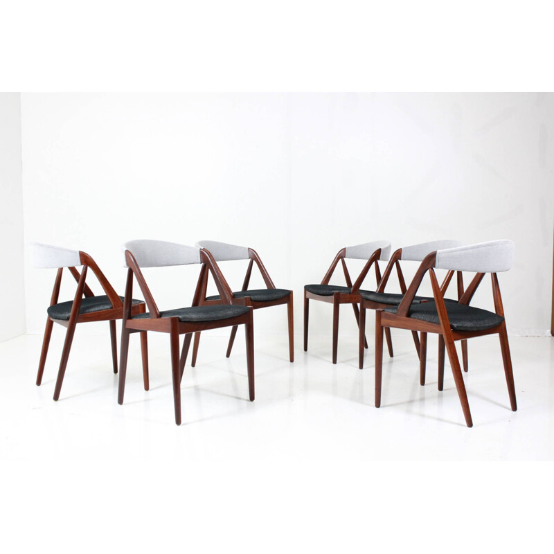 Suite de 6 chaises SVA Møbler en teck et tissu, Kai KRISTIANSEN - 1960