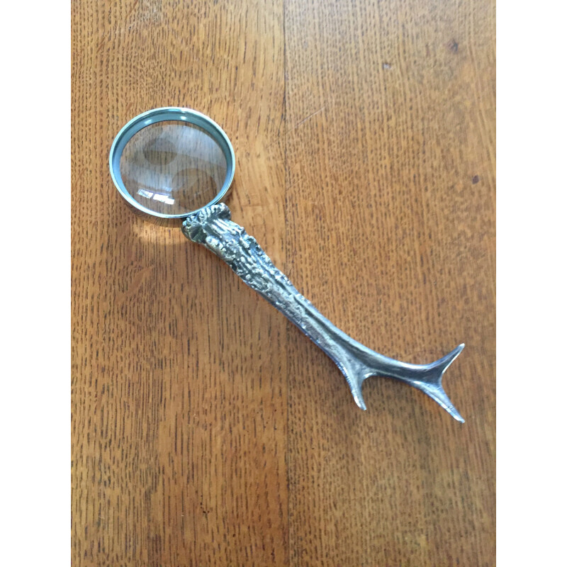 Vintage silver plated bronze magnifying glass by Maria Pergay, 1960