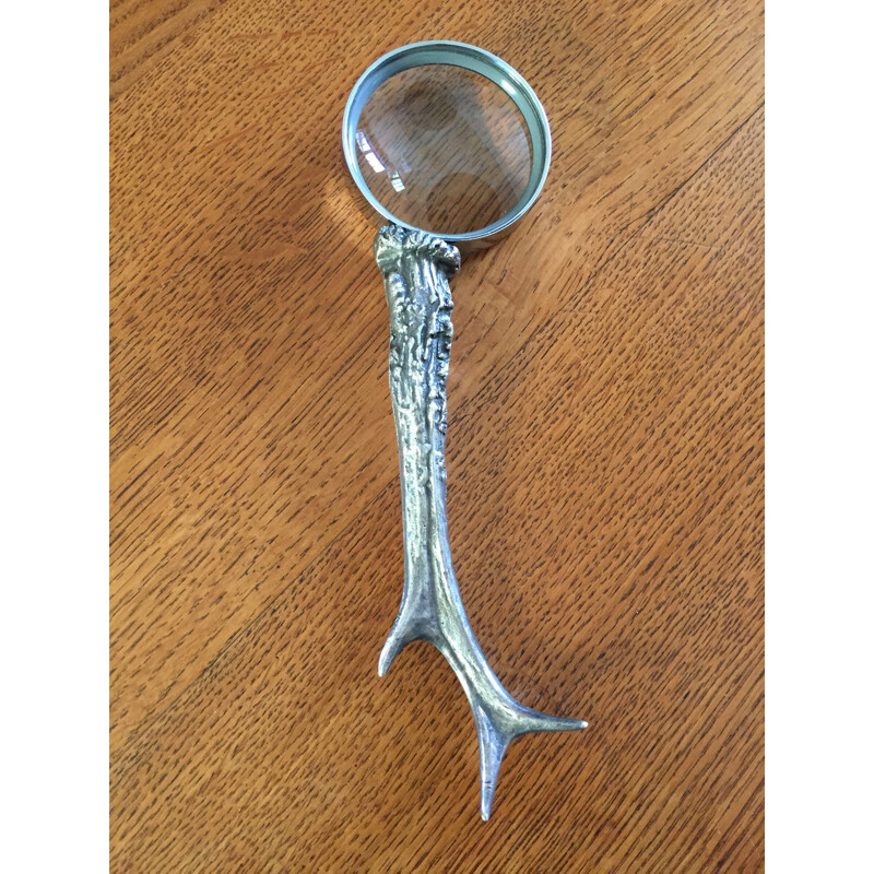 Vintage silver plated bronze magnifying glass by Maria Pergay, 1960