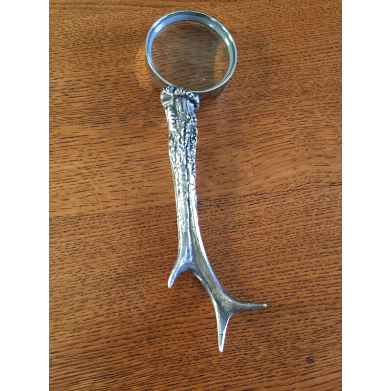 Vintage silver plated bronze magnifying glass by Maria Pergay, 1960