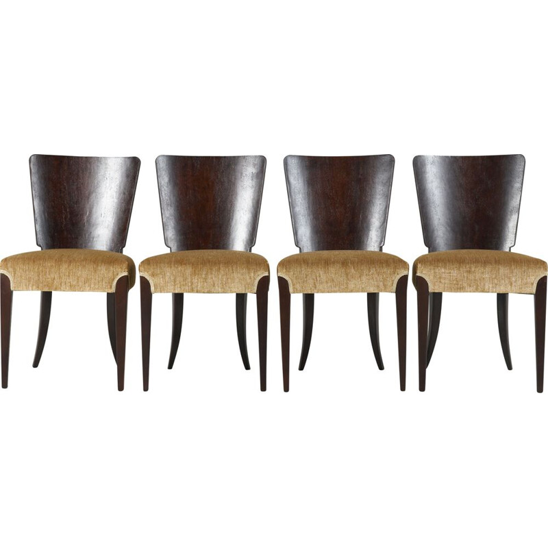 Set of 4 vintage chairs model H 214 by Jindřich Halabala, Czechoslovakia 1930