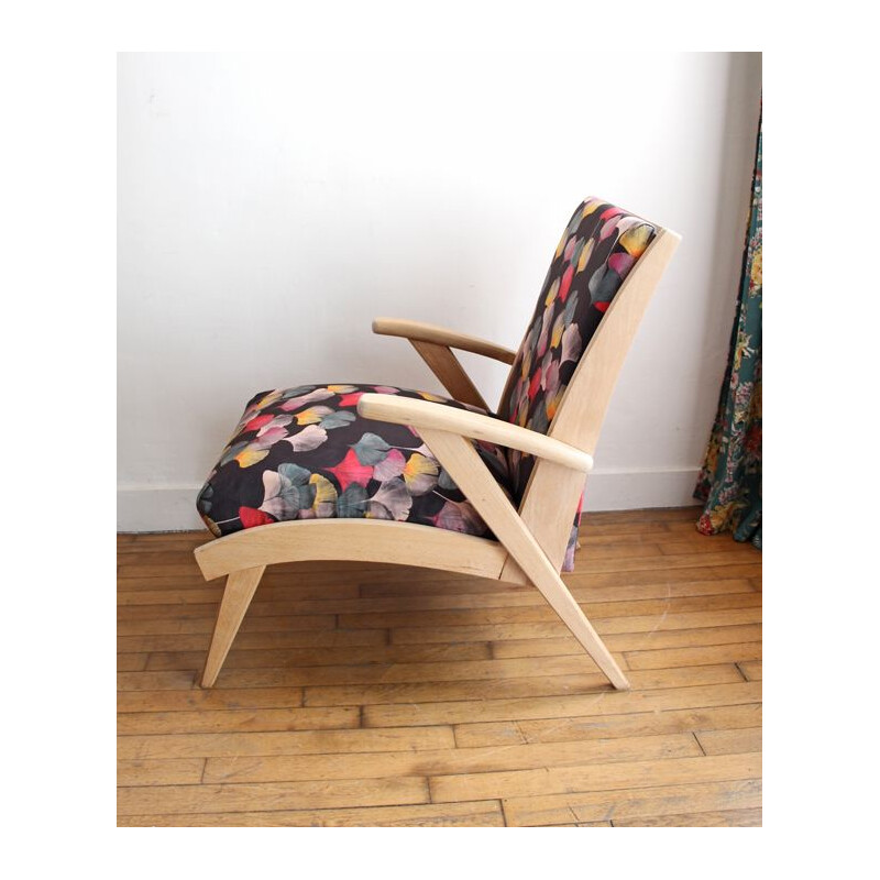 Vintage solid beechwood armchair, 1950
