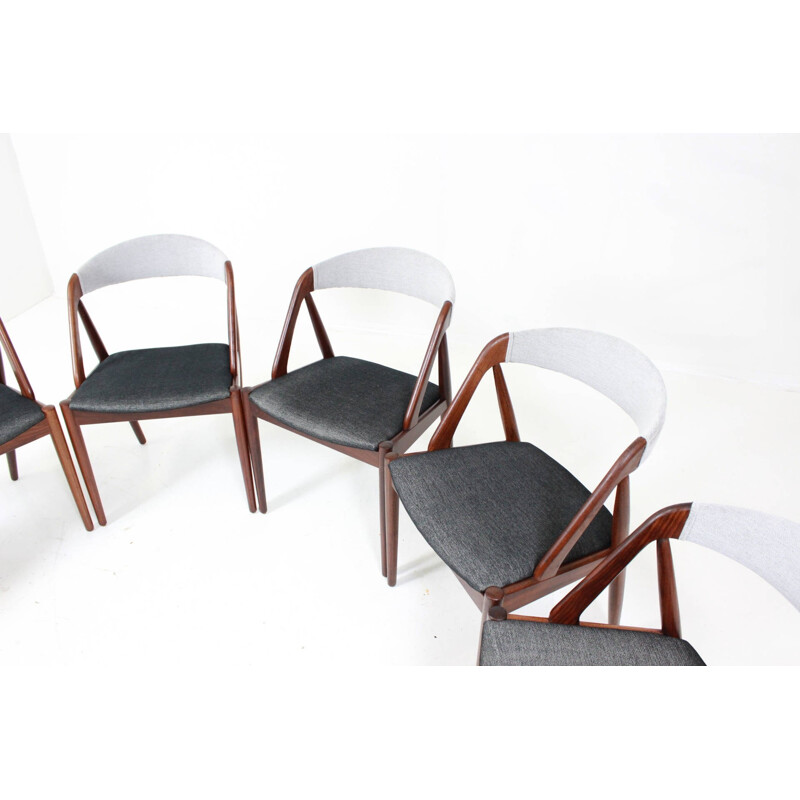 Set of 6 SVA Møbler chairs in teak and black and white fabric, Kai KRISTIANSEN - 1960s