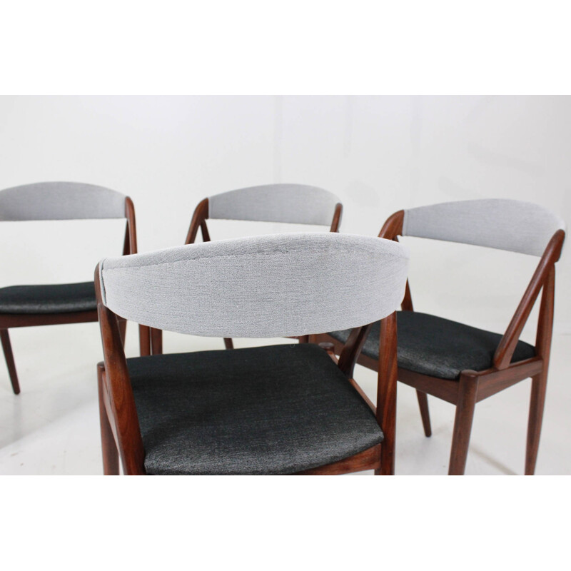 Set of 6 SVA Møbler chairs in teak and black and white fabric, Kai KRISTIANSEN - 1960s