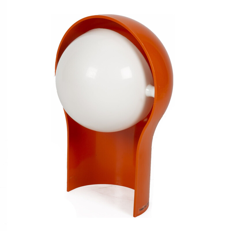 Mid century orange Telegono table lamp by Vico Magistretti for Artemide