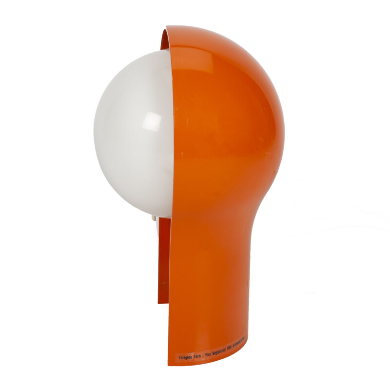 Mid century orange Telegono table lamp by Vico Magistretti for Artemide