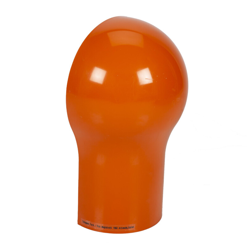 Mid century orange Telegono table lamp by Vico Magistretti for Artemide