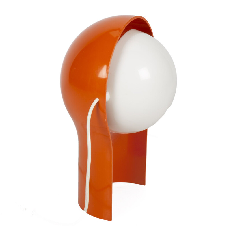 Mid century orange Telegono table lamp by Vico Magistretti for Artemide