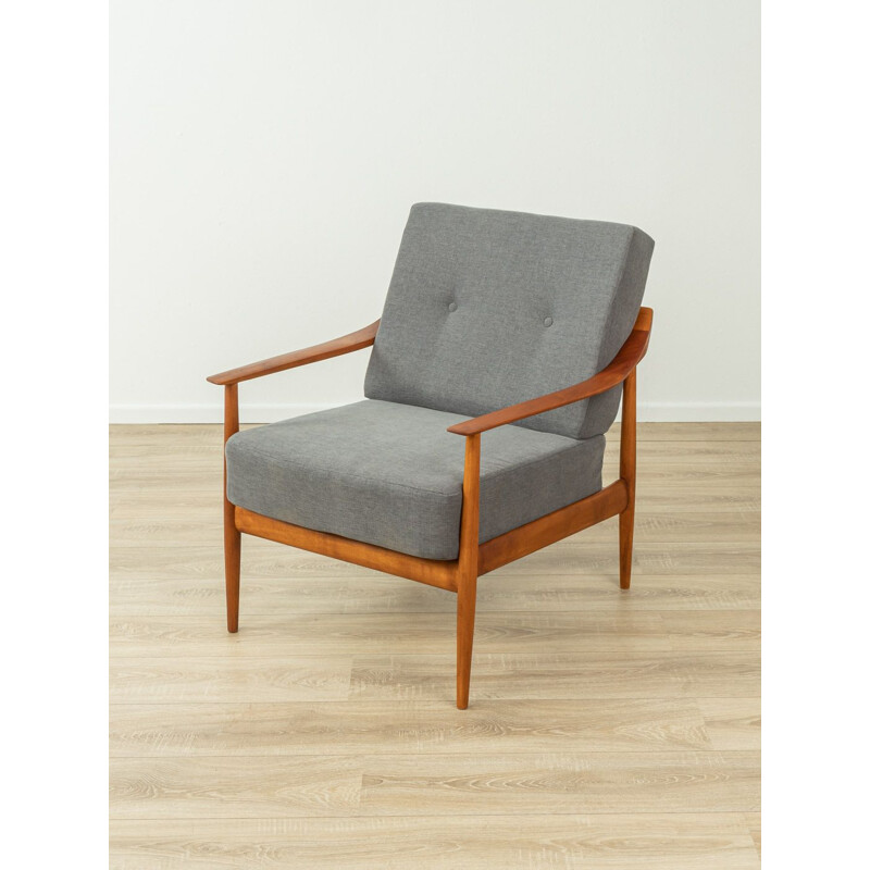 Vintage cherry wood and fabric armchair by Knol Antimot, Germany 1960s