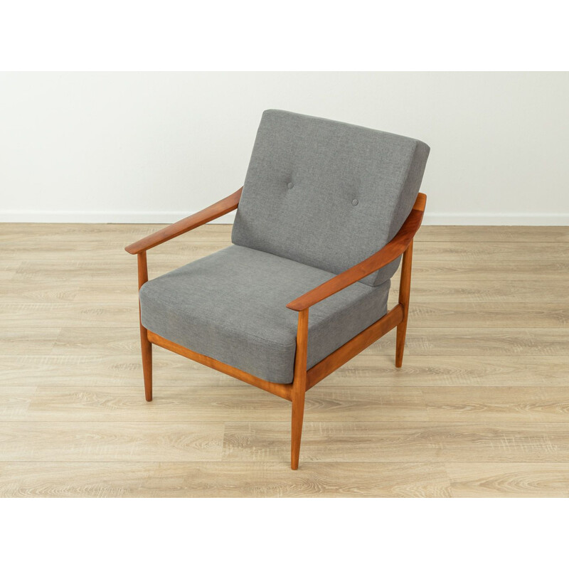 Vintage cherry wood and fabric armchair by Knol Antimot, Germany 1960s