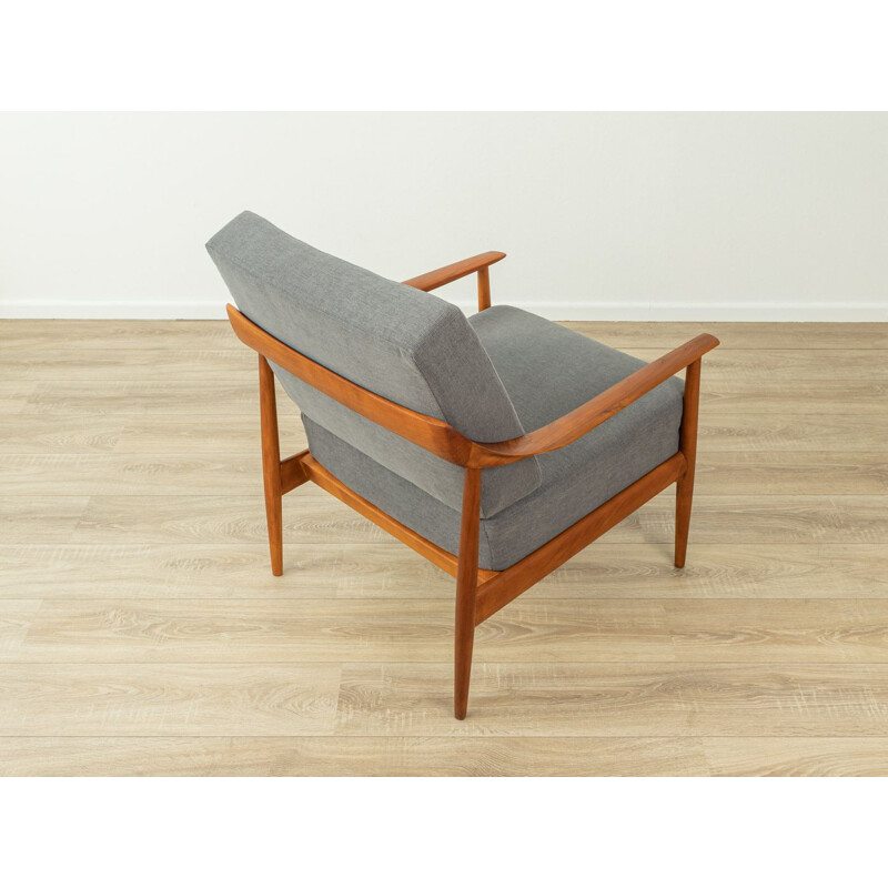 Vintage cherry wood and fabric armchair by Knol Antimot, Germany 1960s