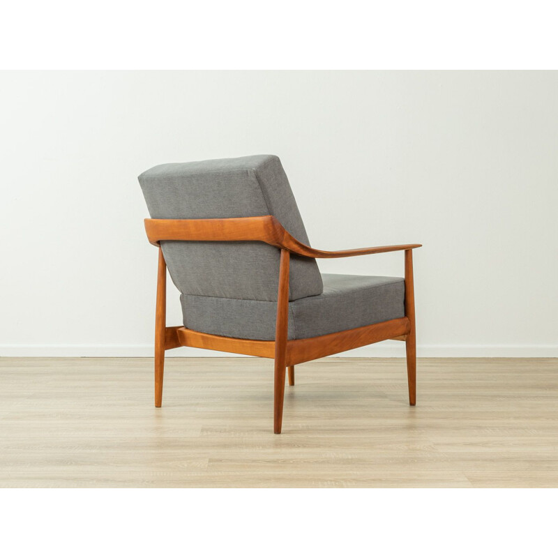 Vintage cherry wood and fabric armchair by Knol Antimot, Germany 1960s