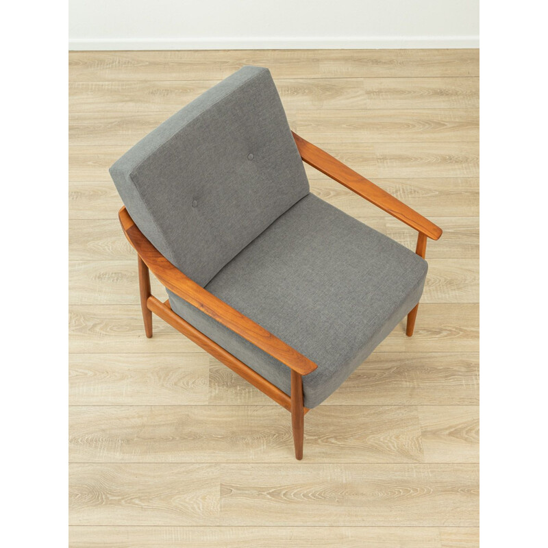 Vintage cherry wood and fabric armchair by Knol Antimot, Germany 1960s