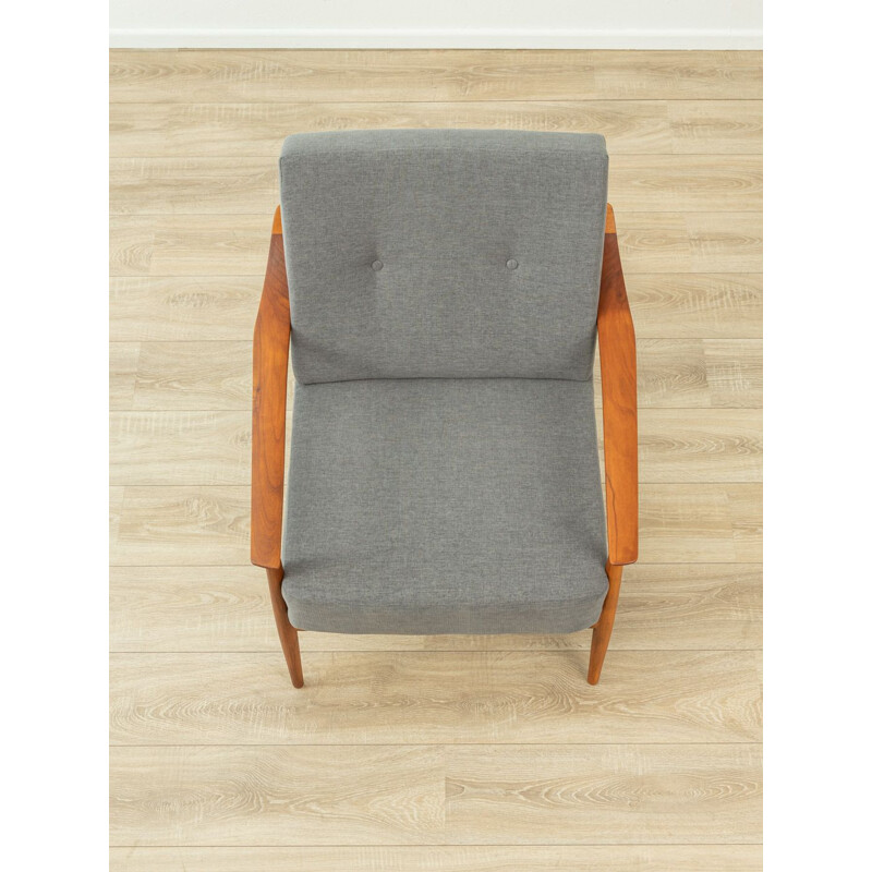 Vintage cherry wood and fabric armchair by Knol Antimot, Germany 1960s