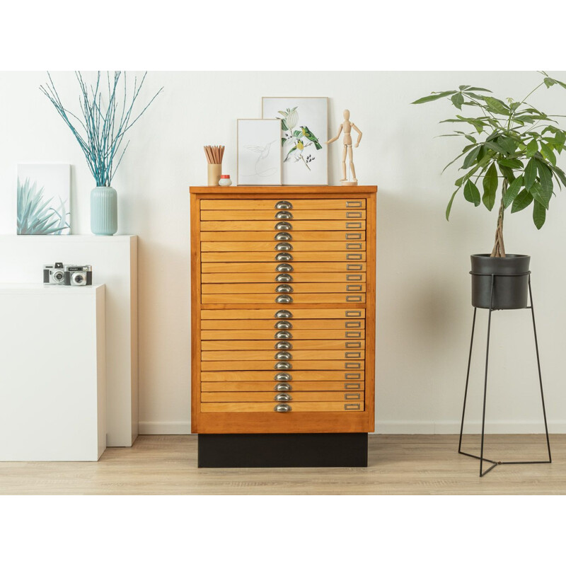 Vintage beechwood chest of drawers with twenty drawers, Germany 1950s