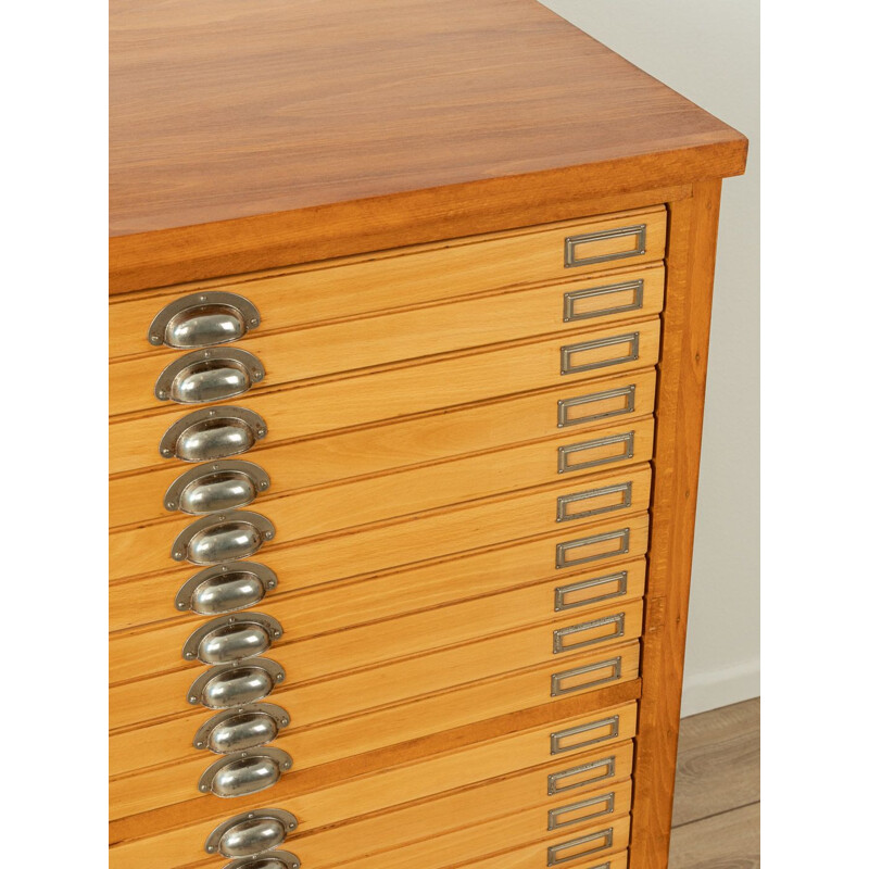 Vintage beechwood chest of drawers with twenty drawers, Germany 1950s