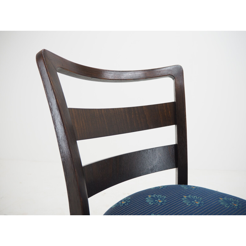 Pair of vintage Art Deco wood and fabric dining chairs, 1930s