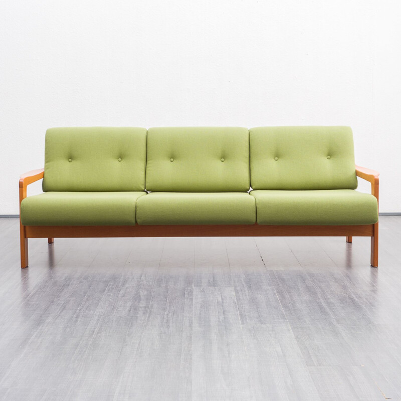 Mid century green teak sofa, 1970s