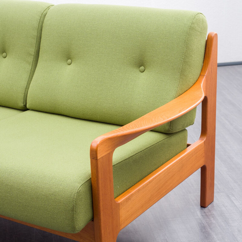 Mid century green teak sofa, 1970s