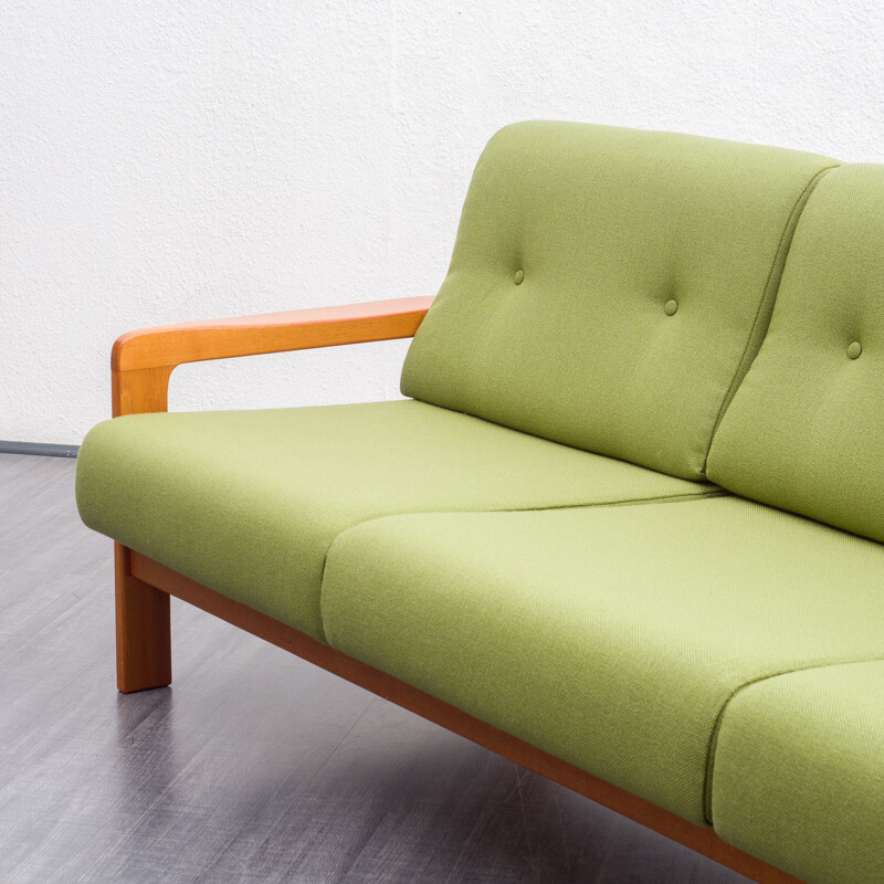 Mid century green teak sofa, 1970s