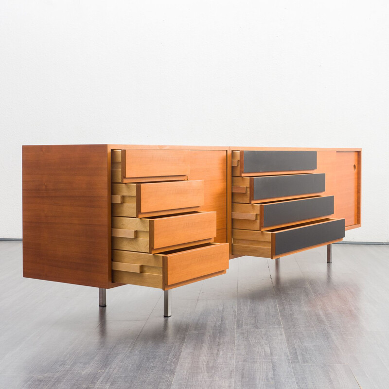 Vintage xxl walnut two-coloured sideboard, 1960s