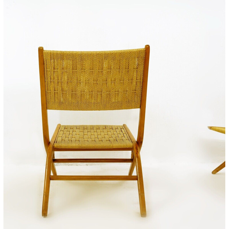 Pair of vintage folding rope lounge chairs, 1960s