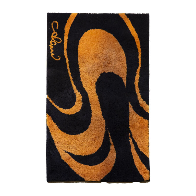 Tapis vintage orange et noir par Luigi Colani pour Colani