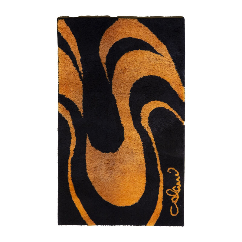 Tapis vintage orange et noir par Luigi Colani pour Colani