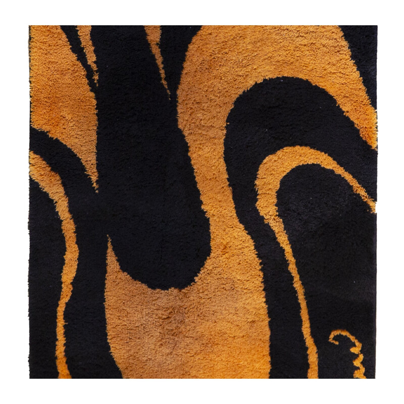 Vintage Orange & Black Carpet by Luigi Colani for Colani