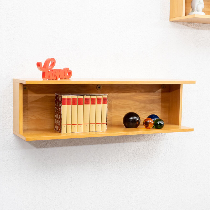 Pair of two wall shelves, ashwood, 1960s