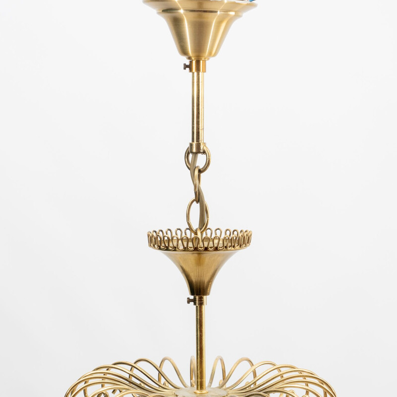 Vintage xs- Chandelier, Brass and Glas, Lustrerie Deknudt