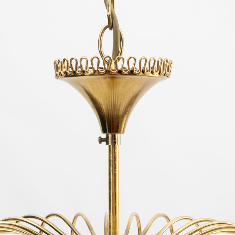 Vintage xs- Chandelier, Brass and Glas, Lustrerie Deknudt